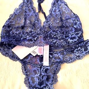 Savage X Fenty Set Floral Lace Racerback Bralette & Thong
